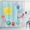 Cute Cartoon Space Planets Print Shower Curtain For A Fun And Whimsical Bathroom Theme