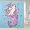 Cute Cartoon Unicorn Kids And Mermaid Shower Curtain With Ocean Animals In Watercolor