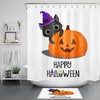 Cute Cat With Pumpkin Witch Hat For Happy Halloween Shower Curtain