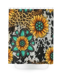 Cute Cheetah and Sunflower Shower Curtain for A Fun and Bold Bathroom Look
