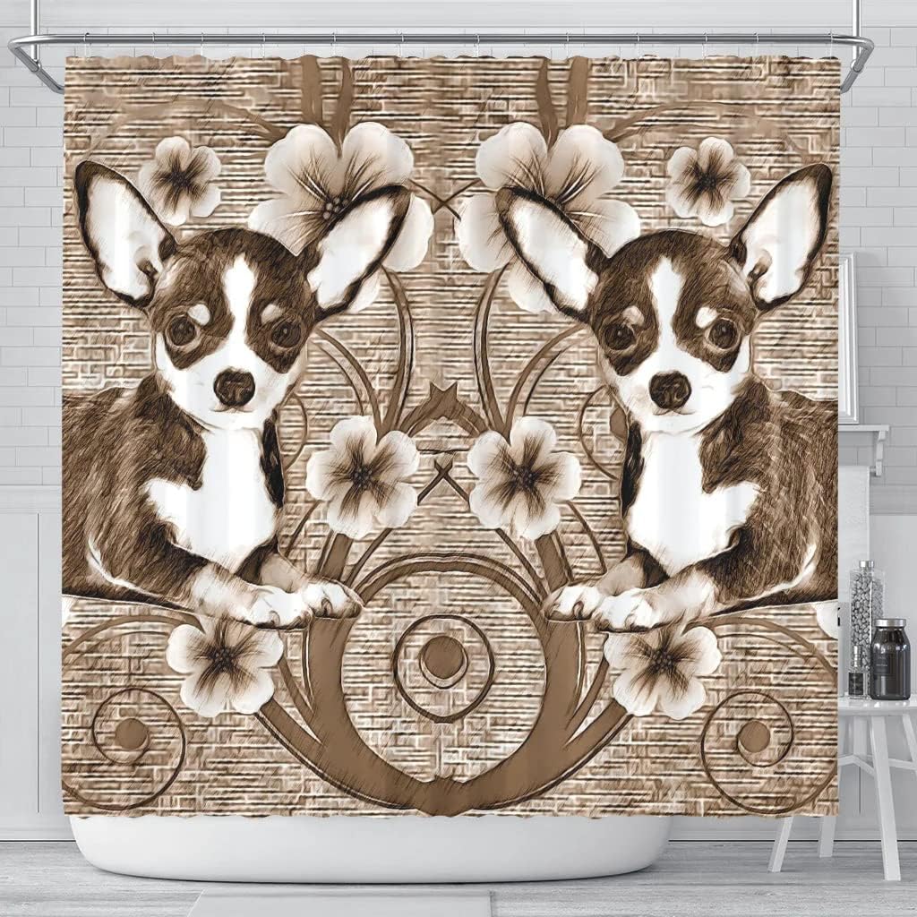 Cute Chihuahua Funny Animals Shower Curtain - Adorable Bathroom Decor For Pet Owners