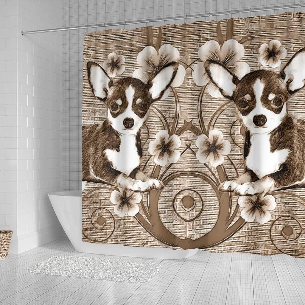Cute Chihuahua Funny Animals Shower Curtain - Adorable Bathroom Decor For Pet Owners - Image 2