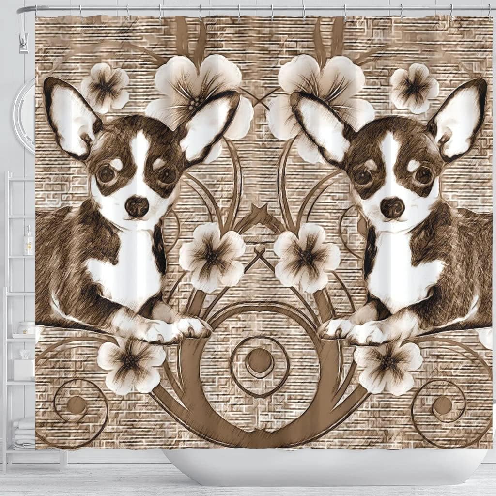 Cute Chihuahua Funny Animals Shower Curtain - Adorable Bathroom Decor For Pet Owners - Image 3