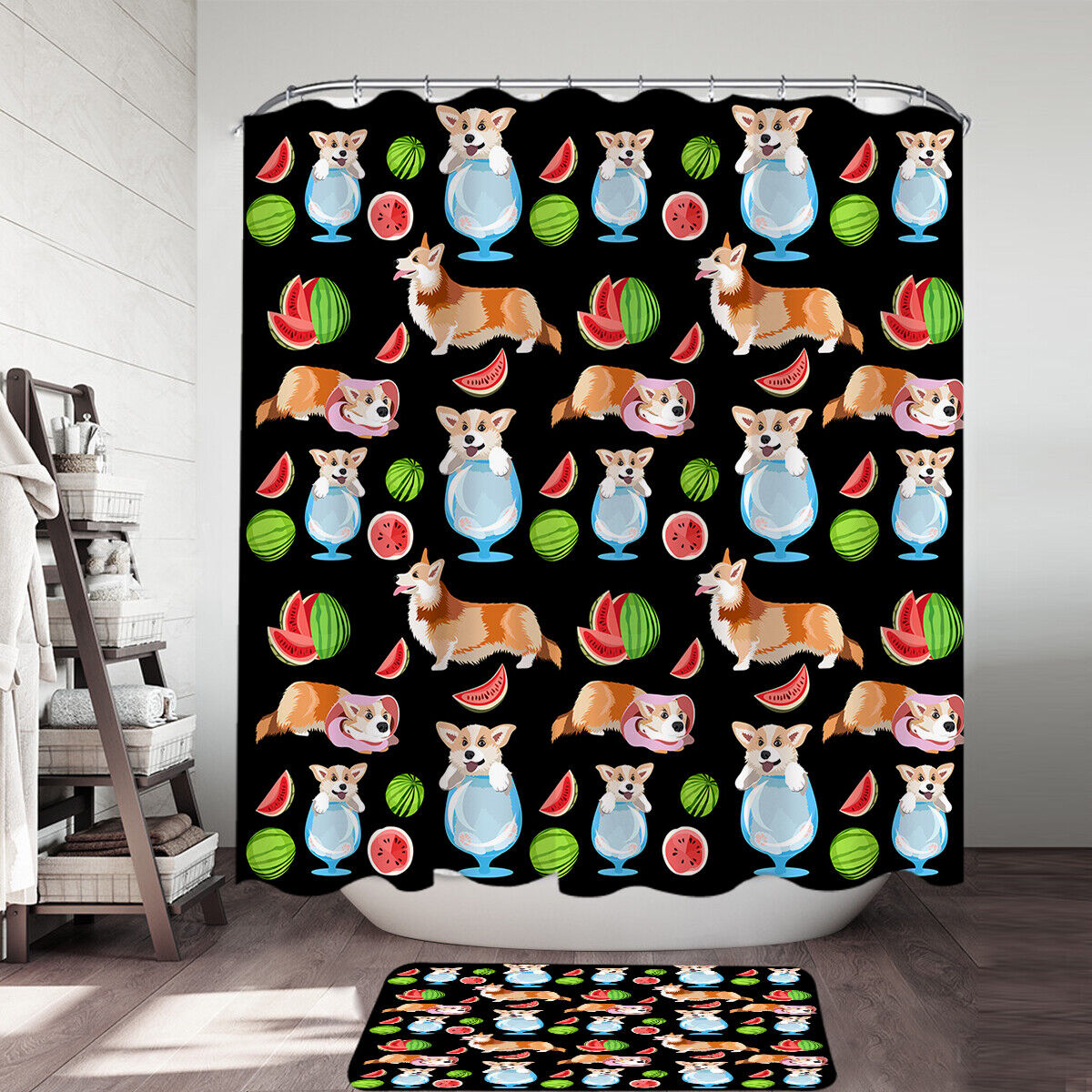 Cute Corgi Scenes Shower Curtain - Bring Laughs To Your Bathroom