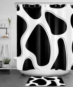 Cute Cow Print Abstract Art Shower Curtain For Bathroom