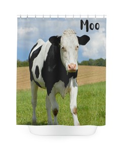 Cute Cow Shower Curtain: Farmhouse Animal Print for Quirky Bathroom Dcor