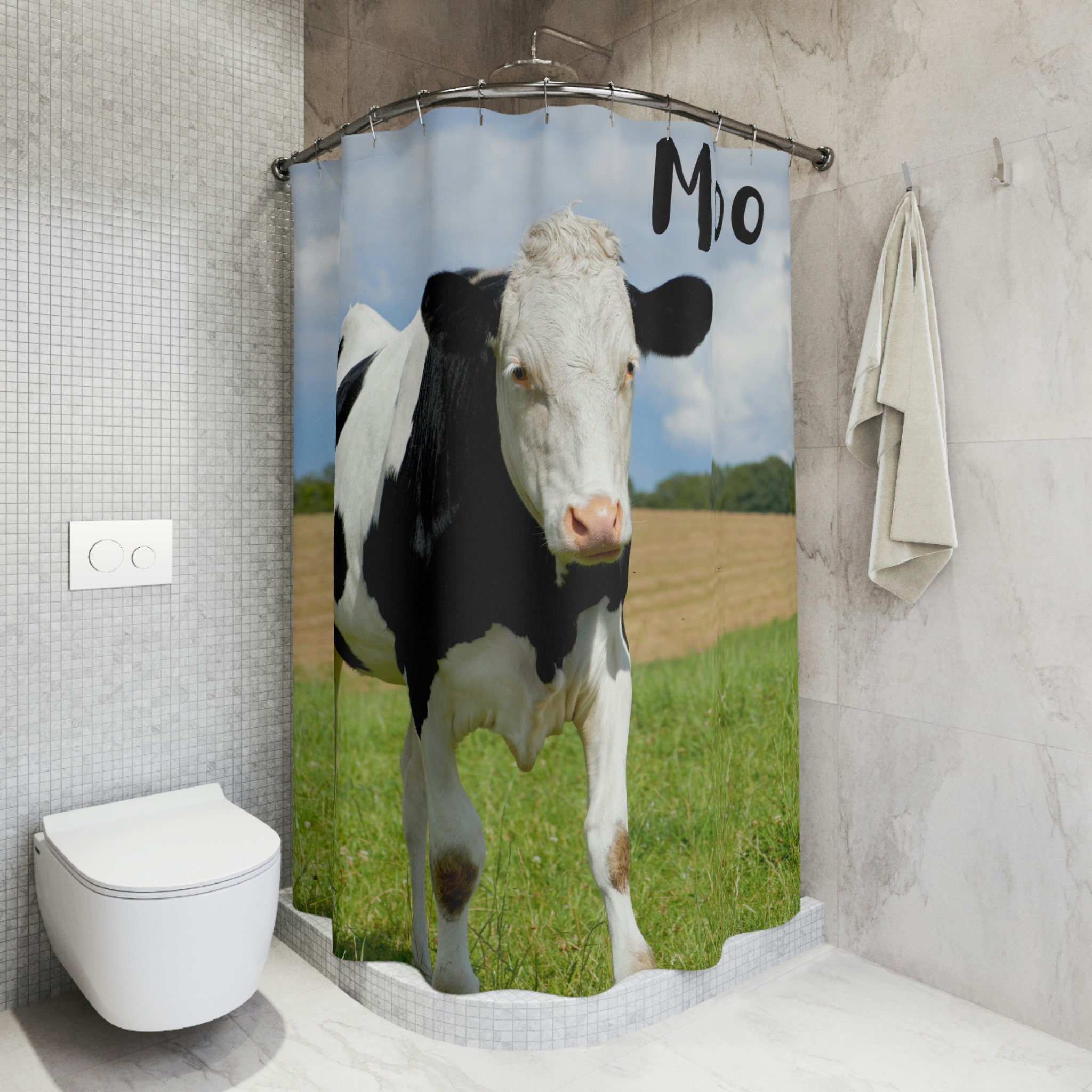 Cute Cow Shower Curtain: Farmhouse Animal Print for Quirky Bathroom Dcor
