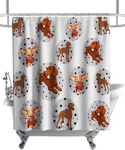 Cute Dachshunds Seamless Theme Fabric Funny Dogs Shower Curtain for Your Bathroom Decor