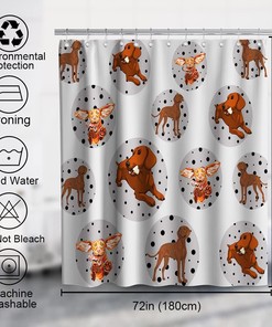 Cute Dachshunds Seamless Theme Fabric Funny Dogs Shower Curtain for Your Bathroom Decor