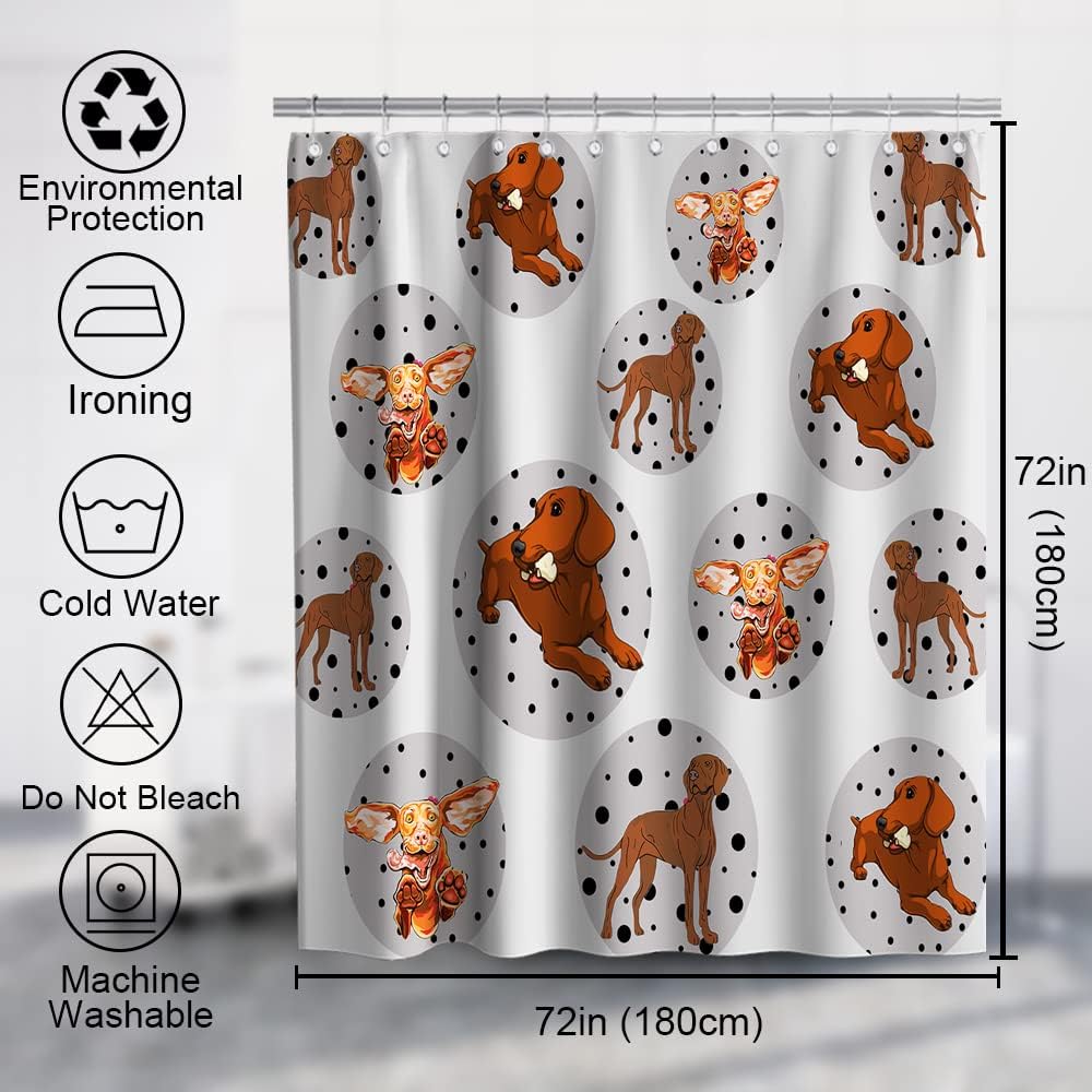 Cute Dachshunds Seamless Theme Fabric Funny Dogs Shower Curtain for Your Bathroom Decor