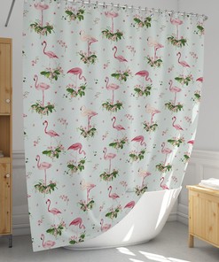 Cute Daisy Bathroom Curtain With Waterproof And Washable Design, Playful Flamingos Shower Curtain With Digital Print