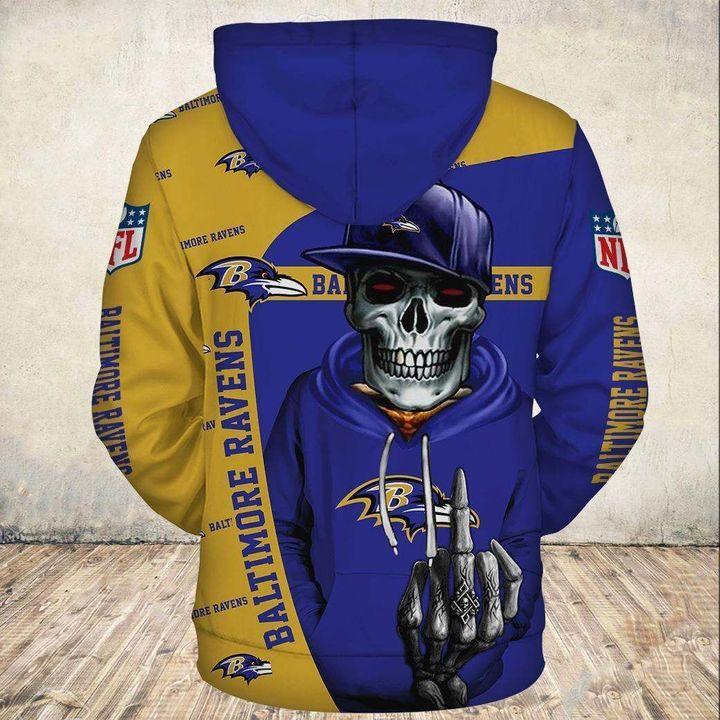 Cute Death All Over Print Baltimore Ravens Hoodie 3D Zip Hoodie Gift For Fans