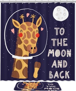 Cute Deer Astronaut Shower Curtain - Perfect For Outer Space Lovers