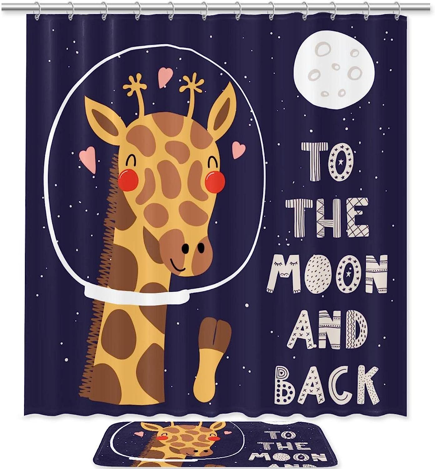 Cute Deer Astronaut Shower Curtain - Perfect For Outer Space Lovers