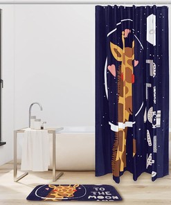 Cute Deer Astronaut Shower Curtain - Perfect For Outer Space Lovers
