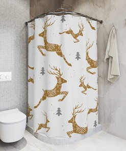 Cute Deer Bath Curtain For Farmhouse Style Christmas Bathroom Items And Country Holiday Curtains