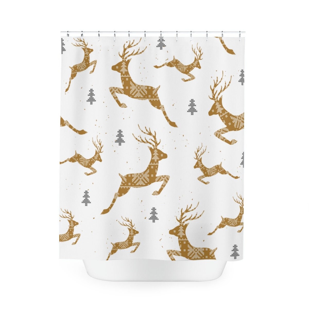 Cute Deer Bath Curtain For Farmhouse Style Christmas Bathroom Items And Country Holiday Curtains
