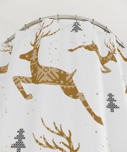 Cute Deer Bath Curtain For Farmhouse Style Christmas Bathroom Items And Country Holiday Curtains