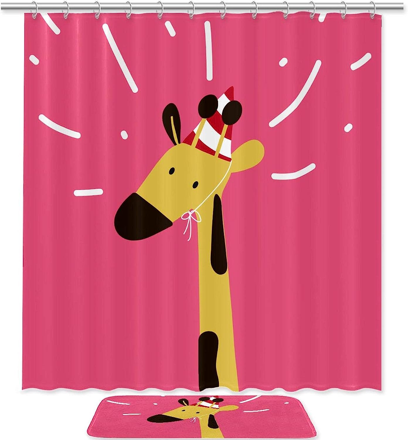 Cute Deer Family Shower Curtain With Waterproof Fabric, Natural Bathroom Decor