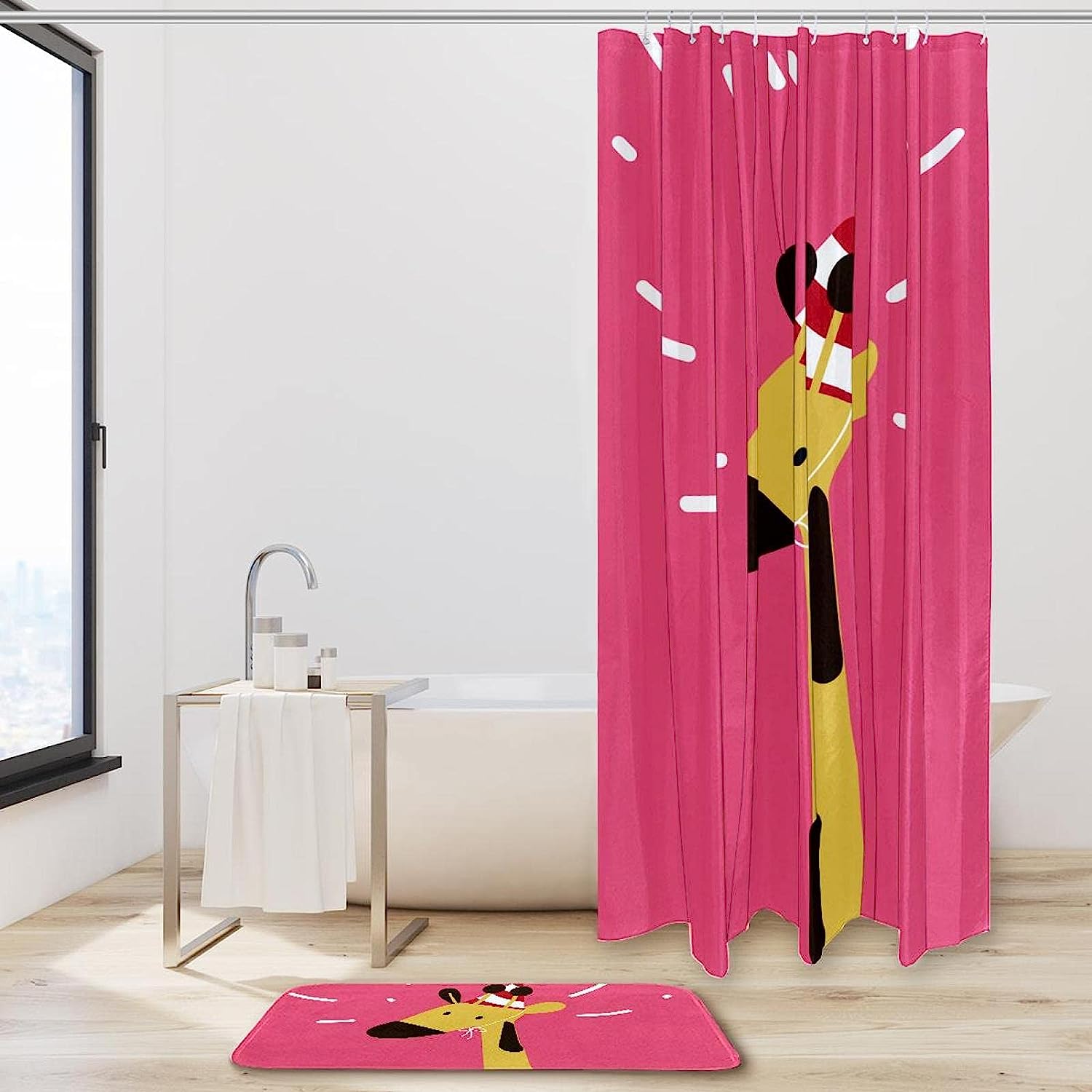 Cute Deer Family Shower Curtain With Waterproof Fabric, Natural Bathroom Decor - Image 2