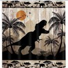 Cute Dinosaur Print Shower Curtain for Kids Bathroom in Rustic Farmhouse Style