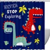 Cute Dinosaur Shower Curtain Set For Kids Bathroom