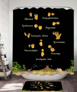 Cute Dinosaurs World And Footprints Track Shower Curtain