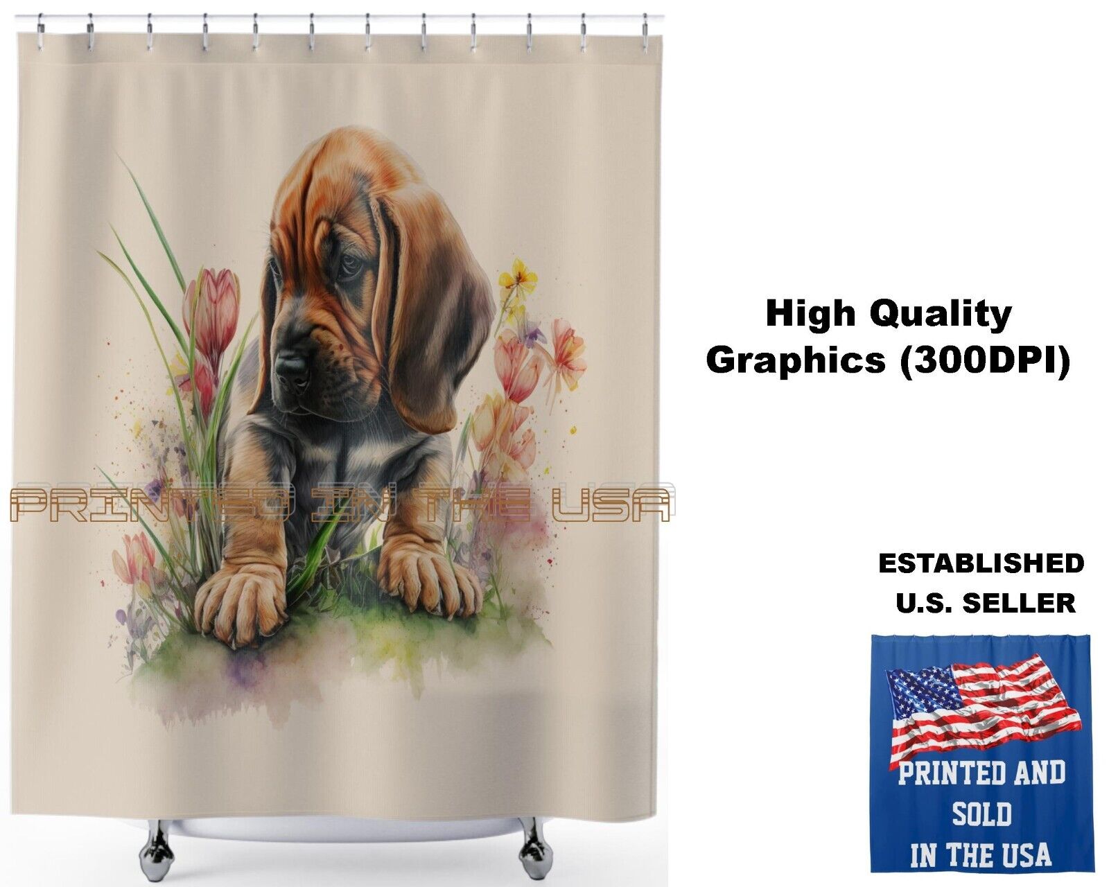 Cute Dog And Paws Shower Curtain