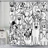 Cute Dog Cartoon Shower Curtain - Waterproof and Durable Fabric with Inviting and Kawaii Design