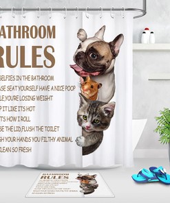 Cute Dog Cat And Guinea Pig Funny Quotes Shower Curtain, Animal Bathroom Decor