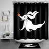 Cute Dog Ghost Haunts Halloween Night Black White Shower Curtain