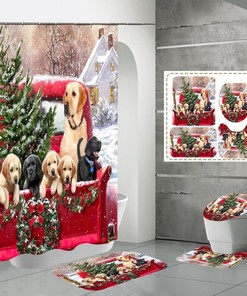 Cute Dog Printed Shower Curtain - Waterproof And Durable