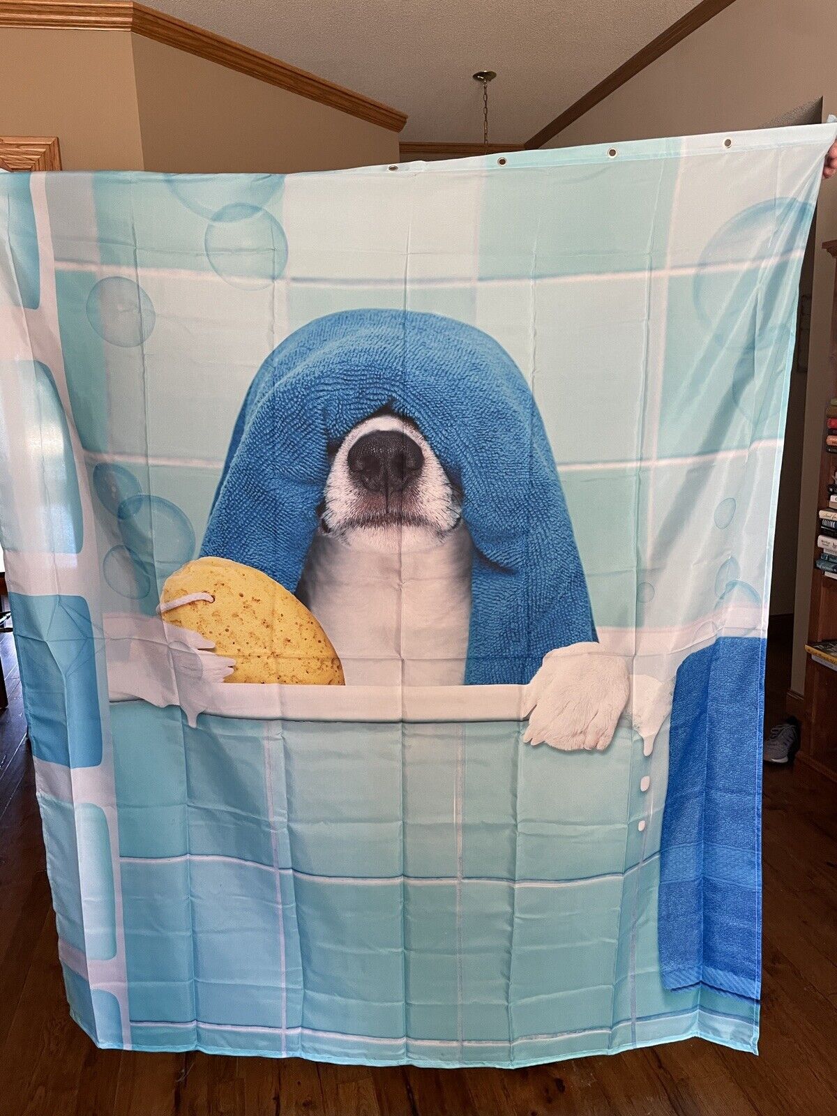 Cute Dog Shower Curtain For Animal Lovers, Waterproof With 8 Hooks