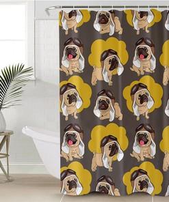 Cute Dog Shower Curtain, Waterproof Bathroom Accessory