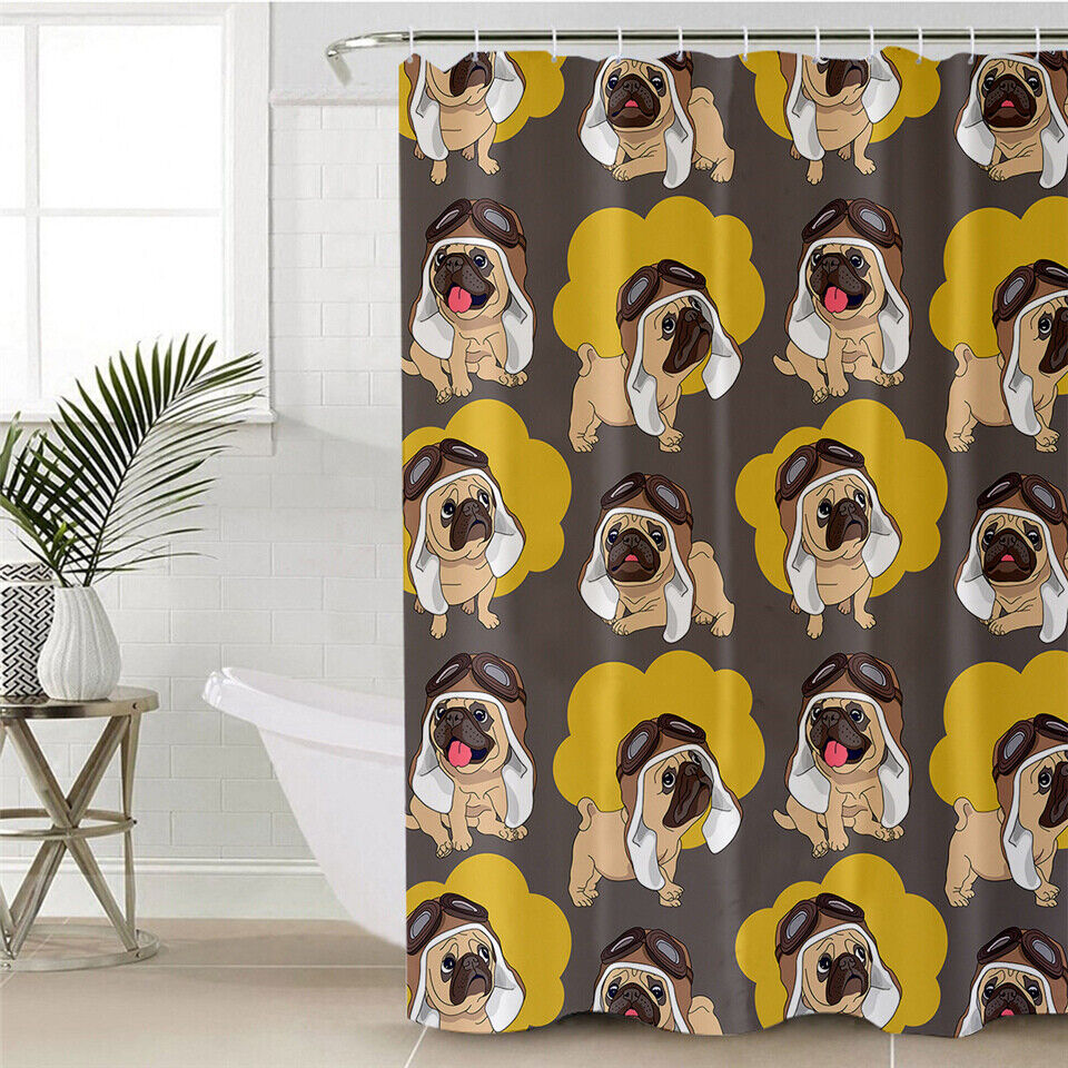 Cute Dog Shower Curtain, Waterproof Bathroom Accessory