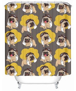 Cute Dog Shower Curtain, Waterproof Bathroom Accessory