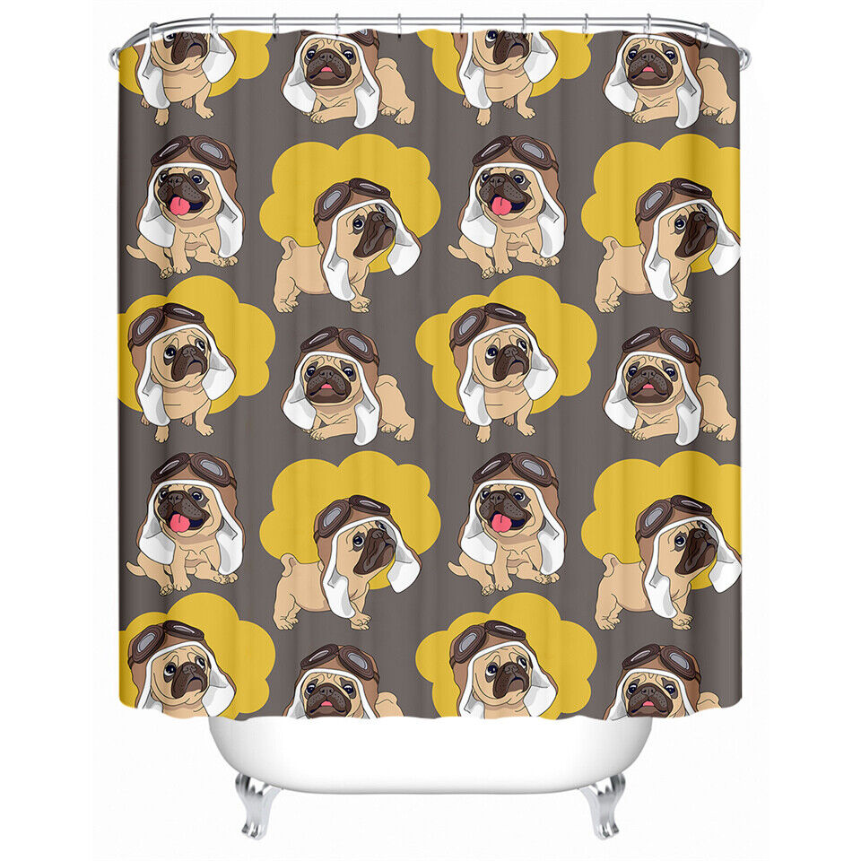 Cute Dog Shower Curtain, Waterproof Bathroom Accessory