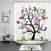 Cute Dogs And Pets On Tree Cartoon Printed Shower Curtain For Colorful Bathroom Decor