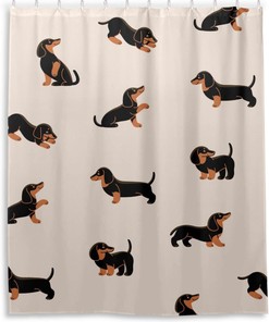 Cute Dogs Dachshunds Shower Curtain Bathroom Decor - Waterproof Fabric Bath Accessory by WELLDAY