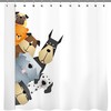 Cute Dogs Peekaboo Cartoon Shower Curtain - Tawny with Dalmatian, Bulldog, Pug, Poodle, and Beagle 