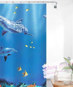 Cute Dolphin Fish In The Blue Ocean Shower Curtain For A Playful Bathroom