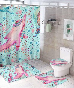Cute Dolphin Shower Curtain for Bathroom with Soft and Waterproof Fabric - Kids Bathroom Shower Curtain