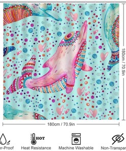 Cute Dolphin Shower Curtain for Bathroom with Soft and Waterproof Fabric - Kids Bathroom Shower Curtain