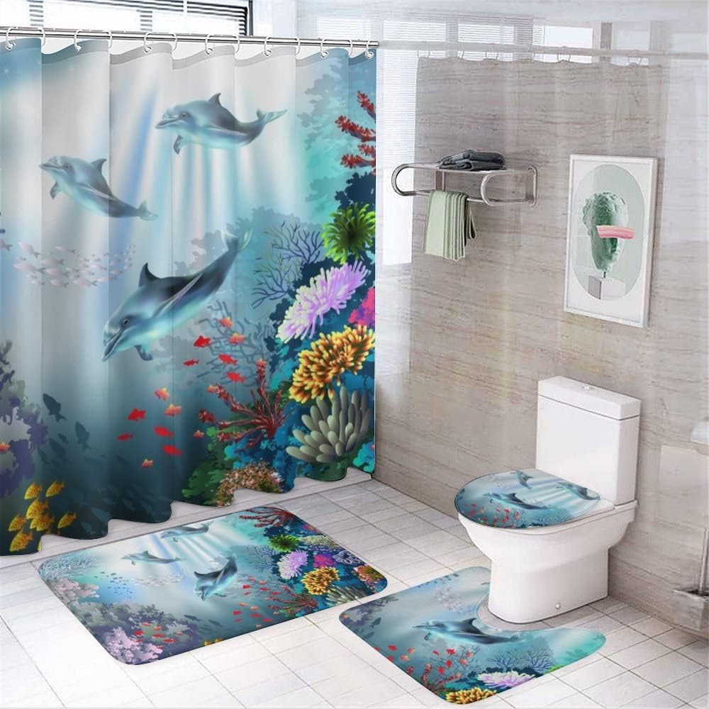 Cute Dolphins Shower Curtain for Bathroom - Cute Shower Curtain Ideas for Mental Peace