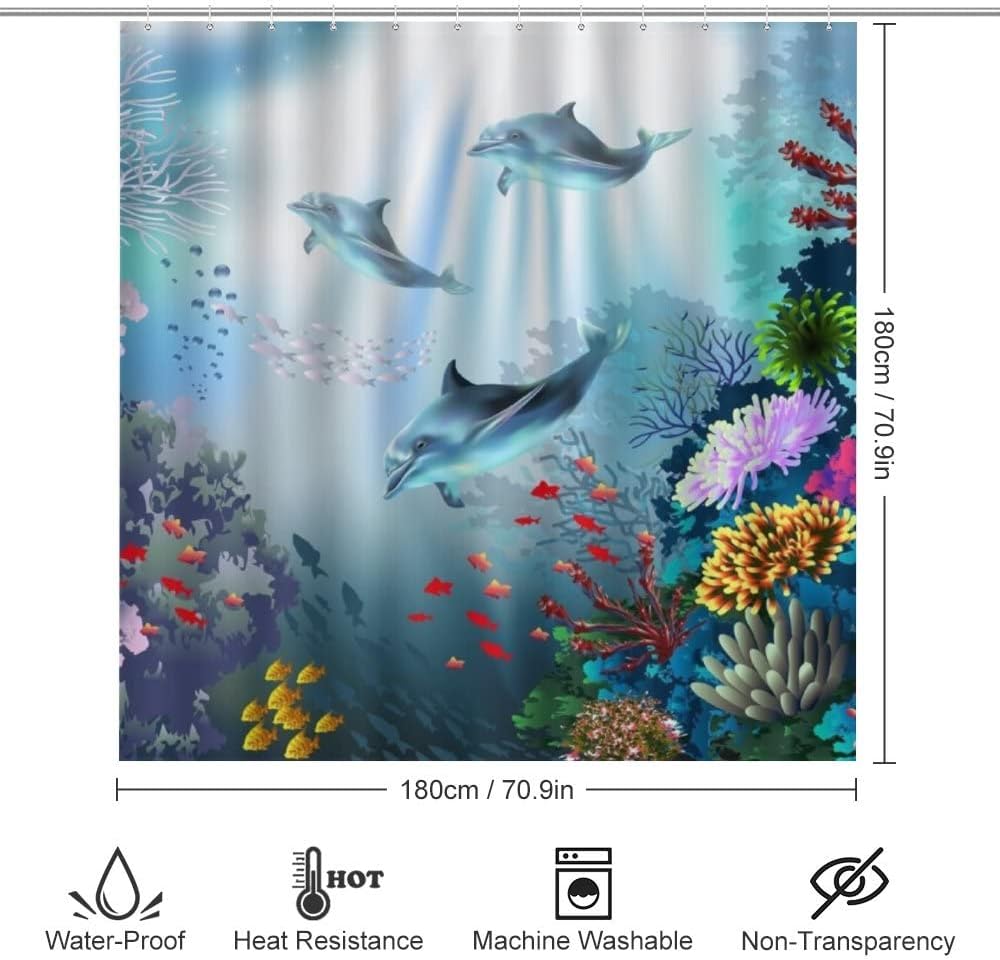 Cute Dolphins Shower Curtain for Bathroom - Cute Shower Curtain Ideas for Mental Peace