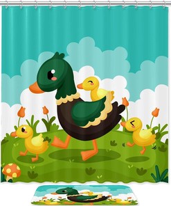 Cute Duck Cartoon Shower Curtain For Adorable Kid'S Bathrooms