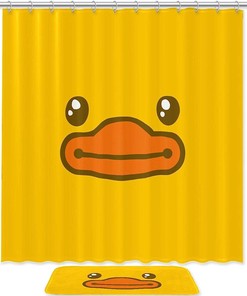 Cute Duck Face Shower Curtain - Waterproof Fabric For Bathroom