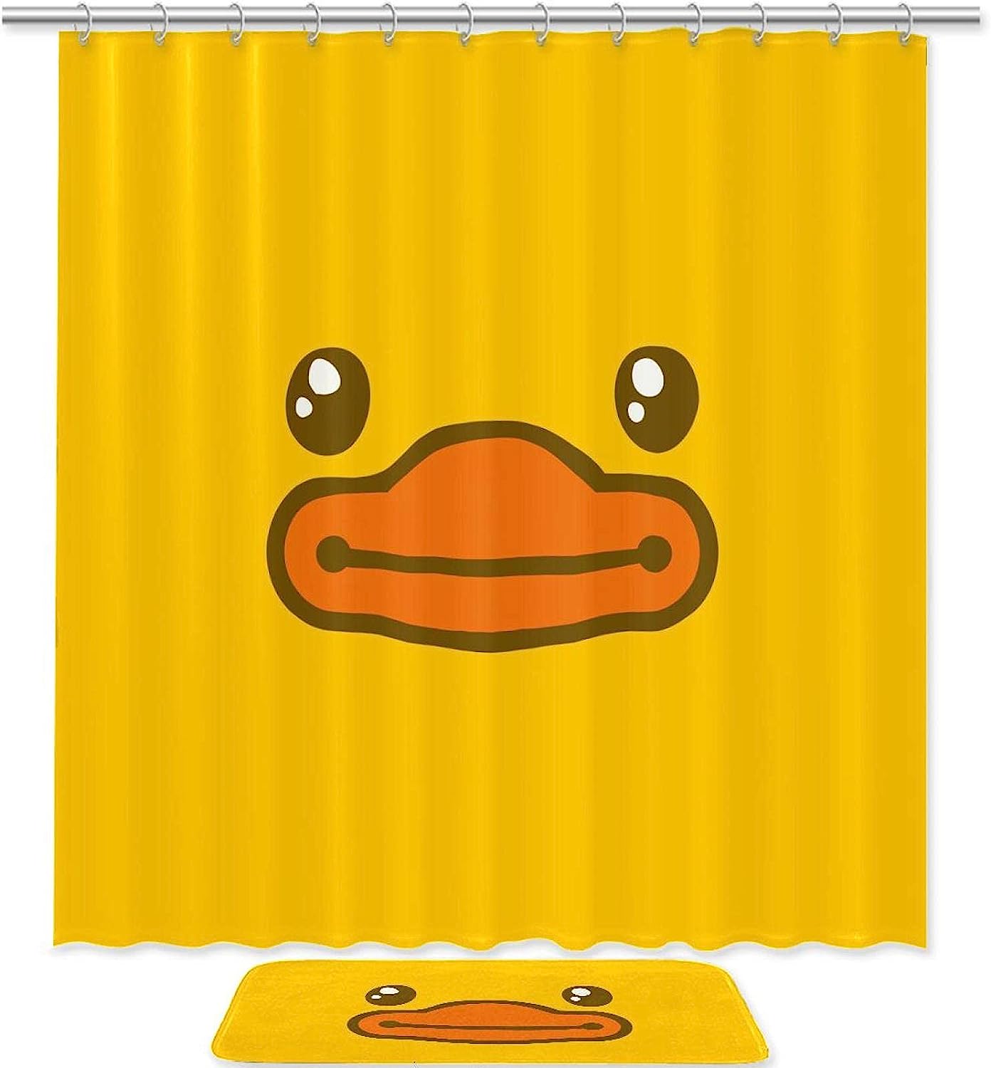 Cute Duck Face Shower Curtain - Waterproof Fabric For Bathroom