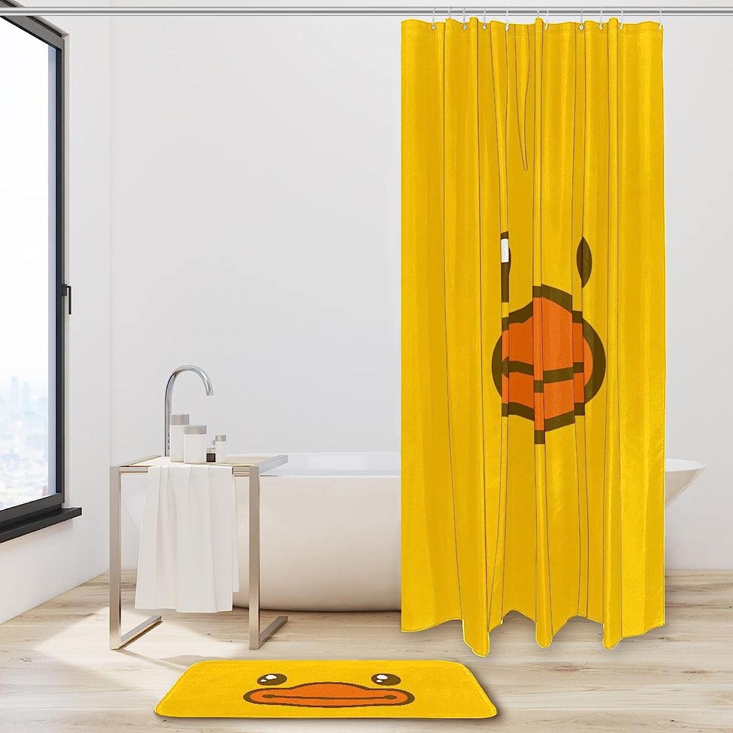 Cute Duck Face Shower Curtain - Waterproof Fabric For Bathroom - Image 2