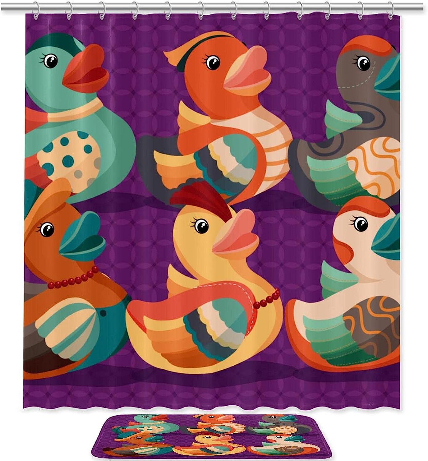 Cute Duck Shower Curtain - Playful Animal Bathroom Decor for Kids Bathroom